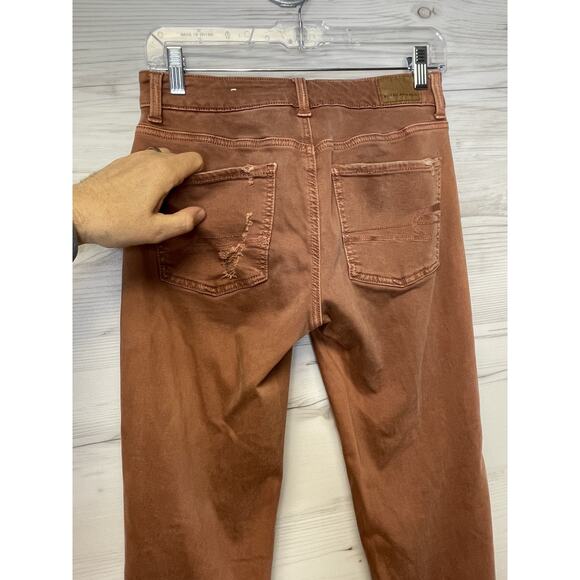 American Eagle Tomgirl Jeans Womens 0 Distressed Super Stretch Ripped Pants Deni - Picture 15 of 15
